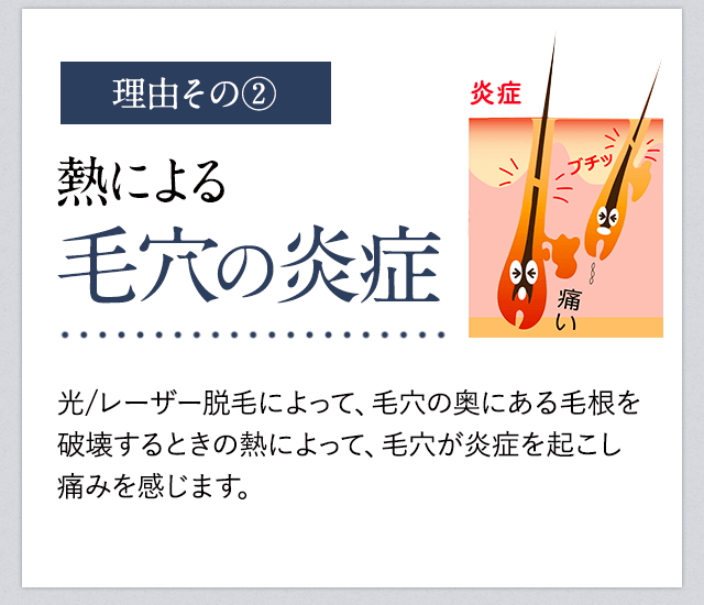 脱毛が痛い理由②熱による毛穴の炎症