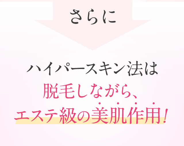 さらにハイパースキン法は脱毛しながら脱毛しながら、エステ級の美肌作用！